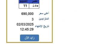 سعرها وصل 690 ألف جنيه.. مزاد لوحة سيارة مميزة ينتهي خلال ساعات